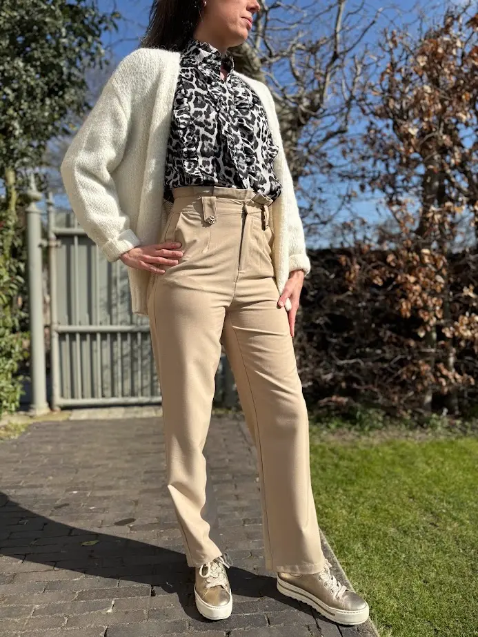 Beige pantalon hoge taille