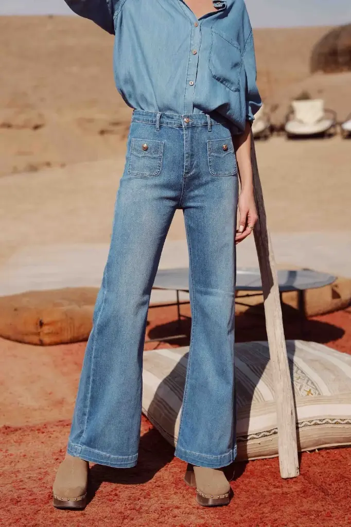 Blauwe jeans flared fit (42)