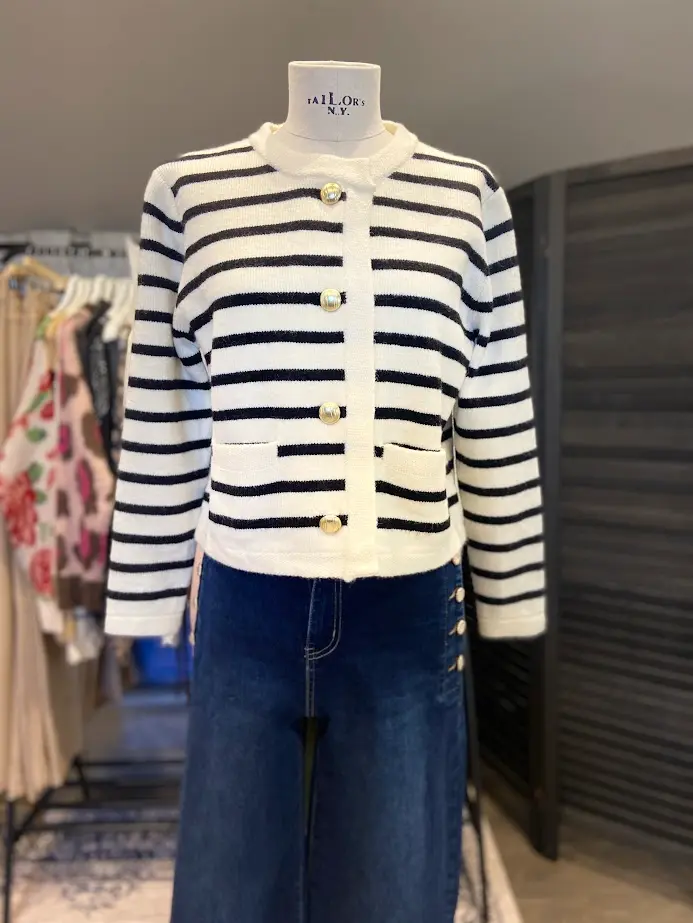 Gestreepte cardigan zwart-wit (S)