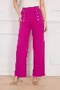 Paarse pantalon met gouden knopen