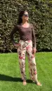 Losse broek met bladprint