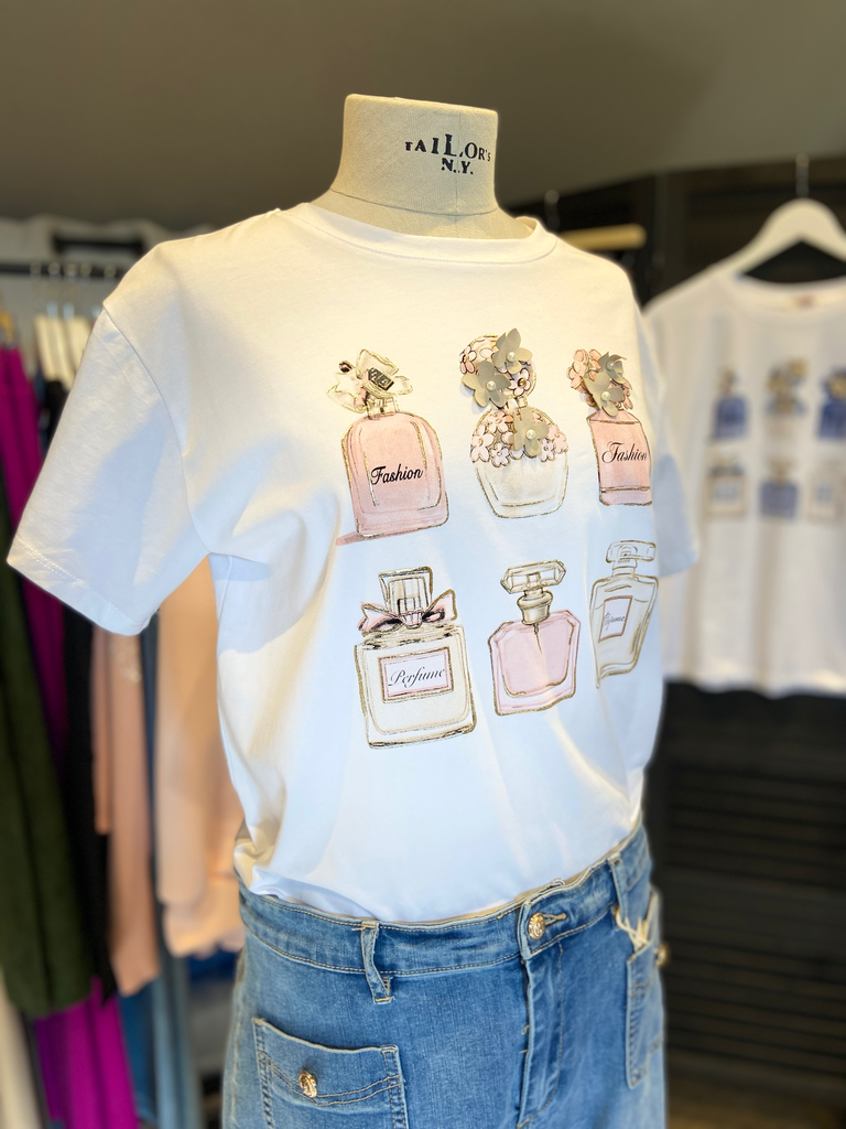 Wit t-shirt parfum roze