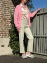 Roze vest gebreid