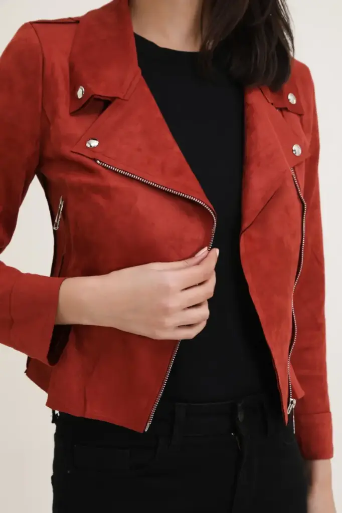 Rood jasje suèdelook