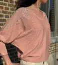 Roze trui met wijde mouwen en glitter